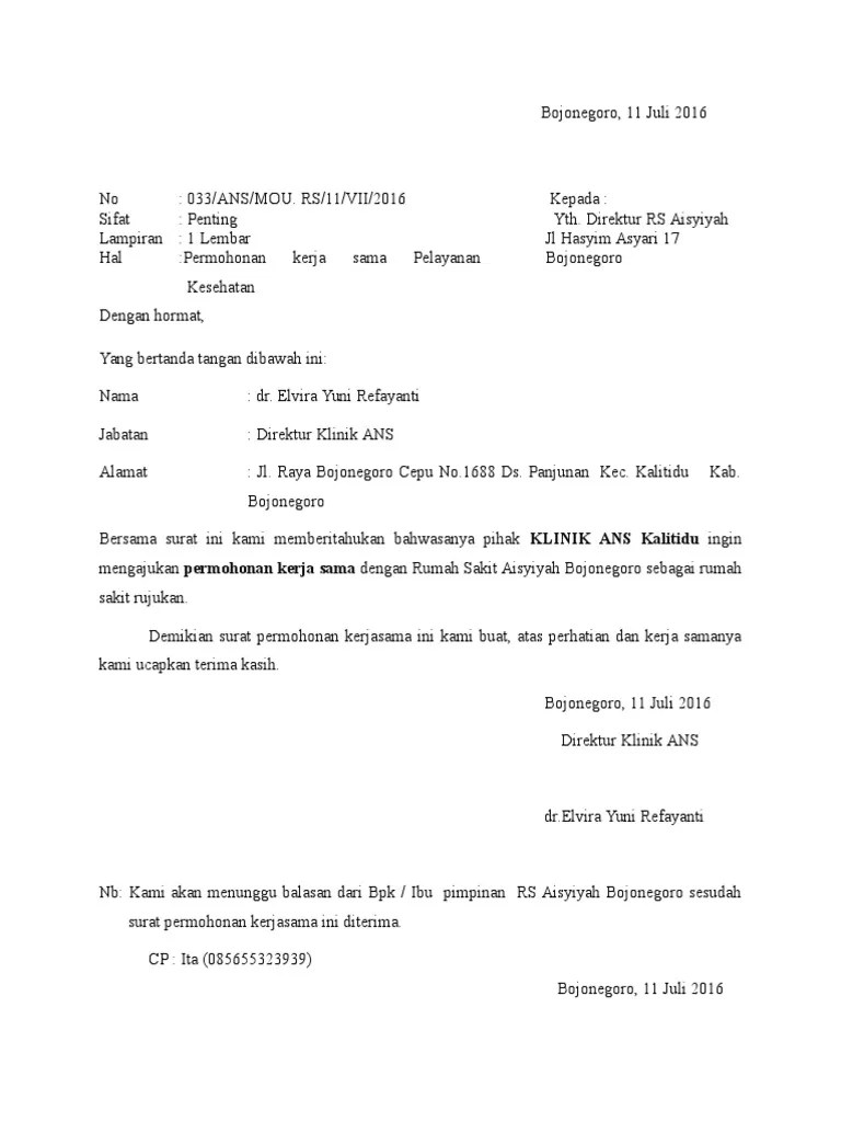 Surat cuti sakit biasanya harus dilengkapi dengan surat keterangan dari dokter atau rumah sakit yang menjelaskan tentang kondisi karyawan tersebut. Contoh Surat Permohonan Kerjasama Dengan Rumah Sakit - Sekitar Rumah