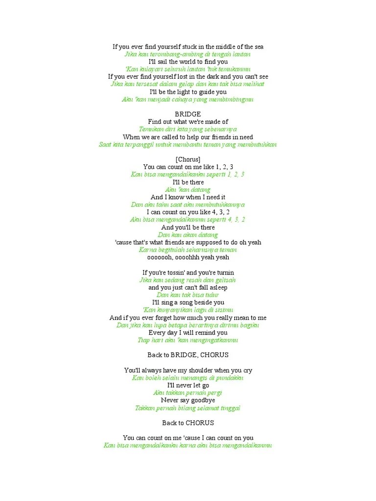 Lirik Lagu Bruno Mars &lsquo;Count On Me&rsquo; | PDF