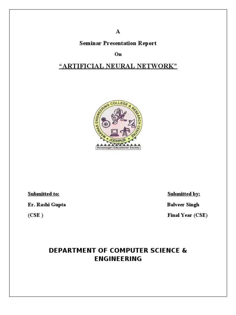 Seminar Report ANN | PDF | Artificial Neural Network | Control Theory
