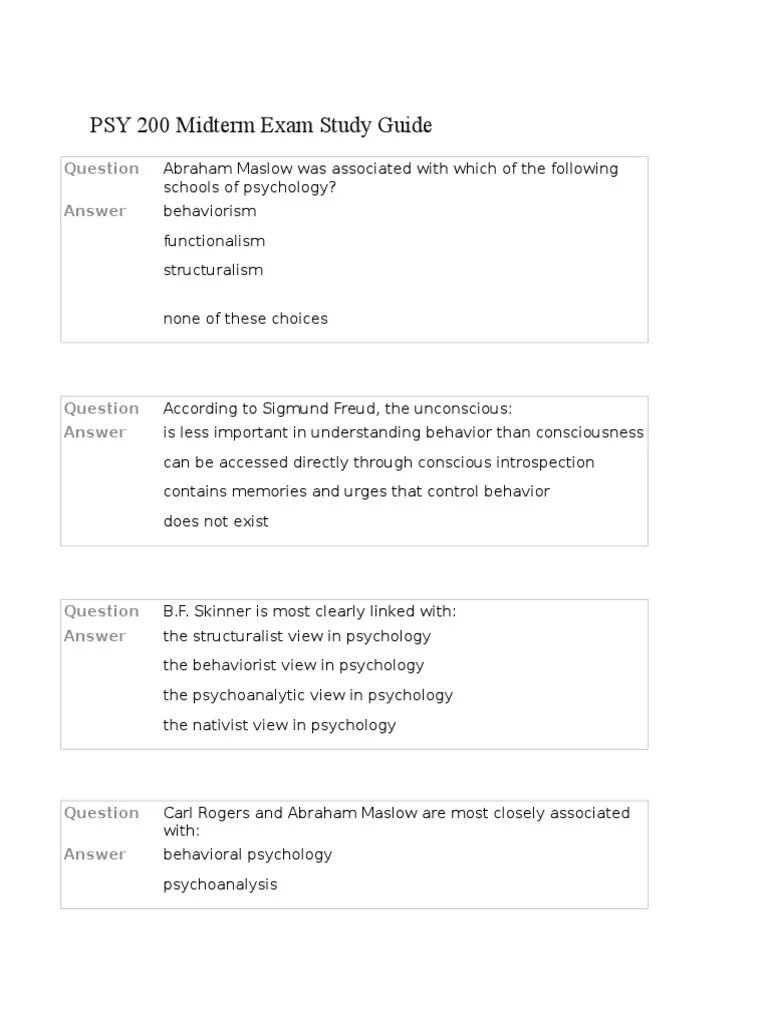 PSY 200 Midterm Exam Study Guide | PDF | Memory | Classical Conditioning