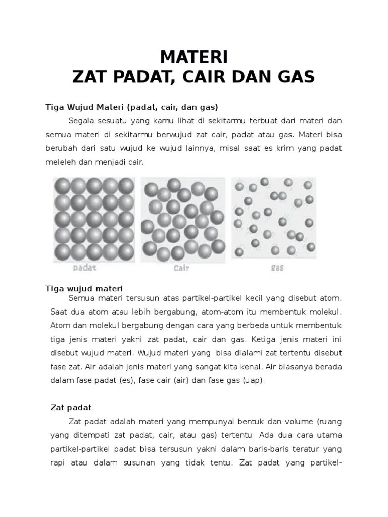 Manakah materi di atas yang termasuk zat padat, zat cair dan gas? Materi Zat Padat Cair Dan Gas Pdf