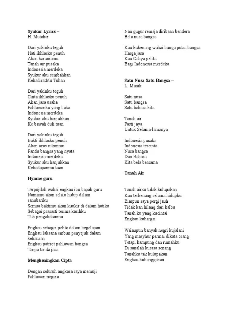 Lirik Lagu Wajib | PDF