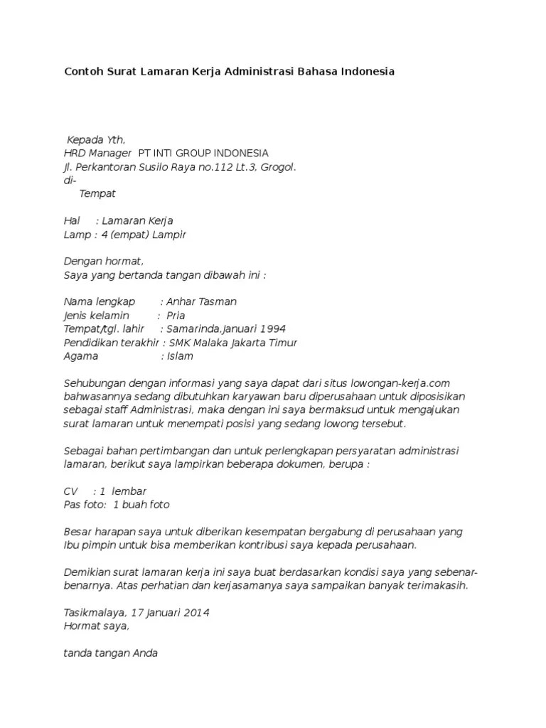 Contoh Surat Lamaran Kerja Via Email Docx Boy Wear 