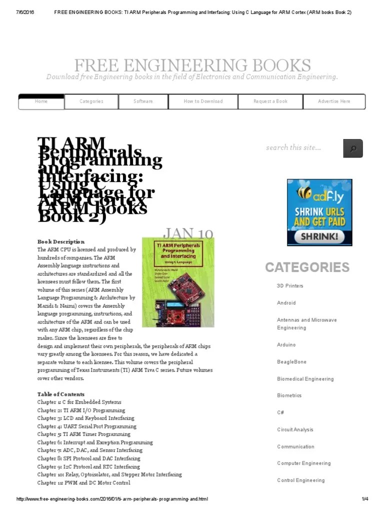 FREE ENGINEERING BOOKS - TI ARM Peripherals Programming And Interfacing - Using C Language For ...