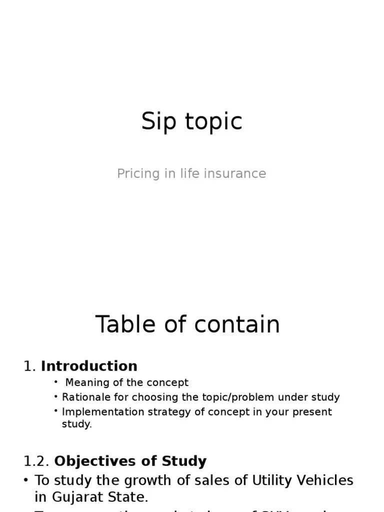 Sip Topic: Pricing In Life Insurance | PDF