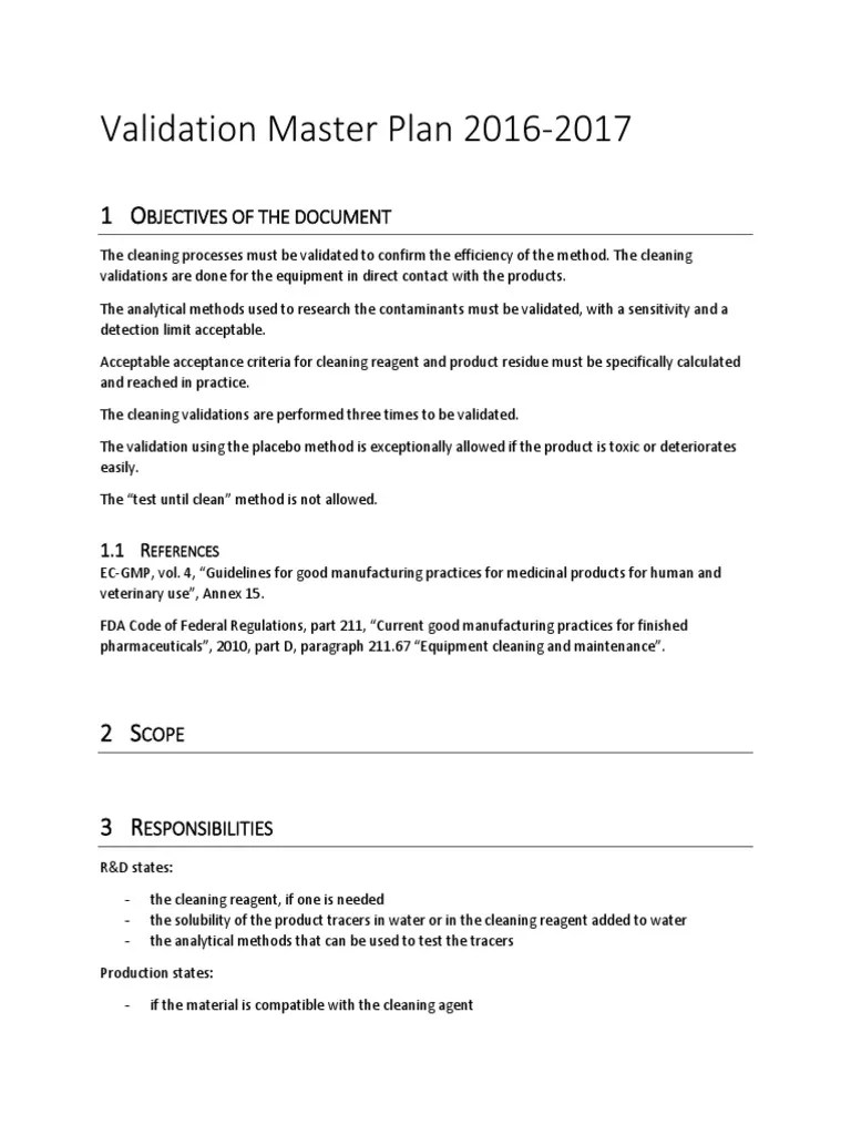 Validation Master Plan Template | Download Free PDF | Verification And Validation | Pharmaceutical