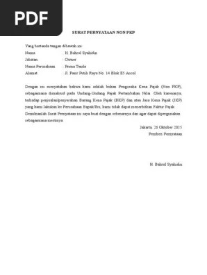 Surat Pernyataan Non Pkp Pdf 