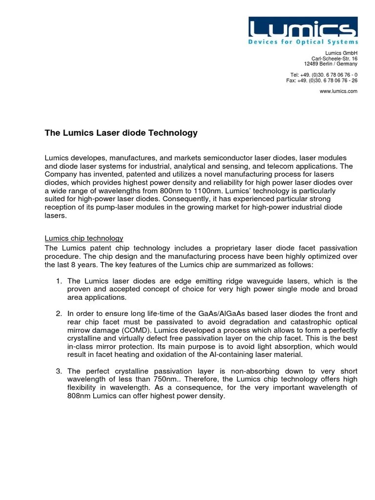 The Lumics Laser Diode Technology Laser Diode Gallium