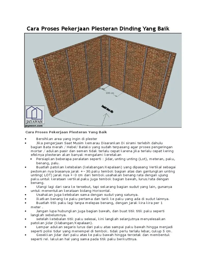 Cara Proses Pekerjaan Plesteran Dinding Yang Baik | PDF
