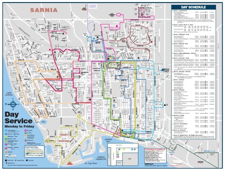 Sarnia Transit Bus Schedule Map PDF 1
