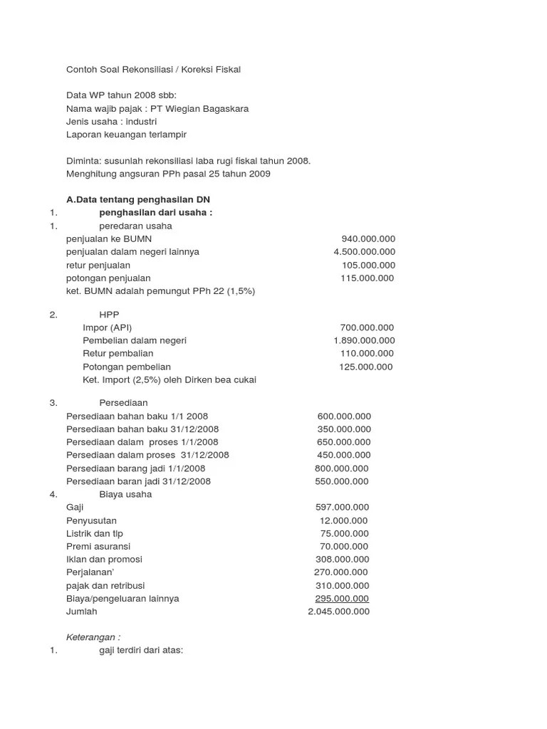 Bagaimanakah koreksi fiskal ditetapkan atas fa. Rekonsiliasi Fiskal Pdf