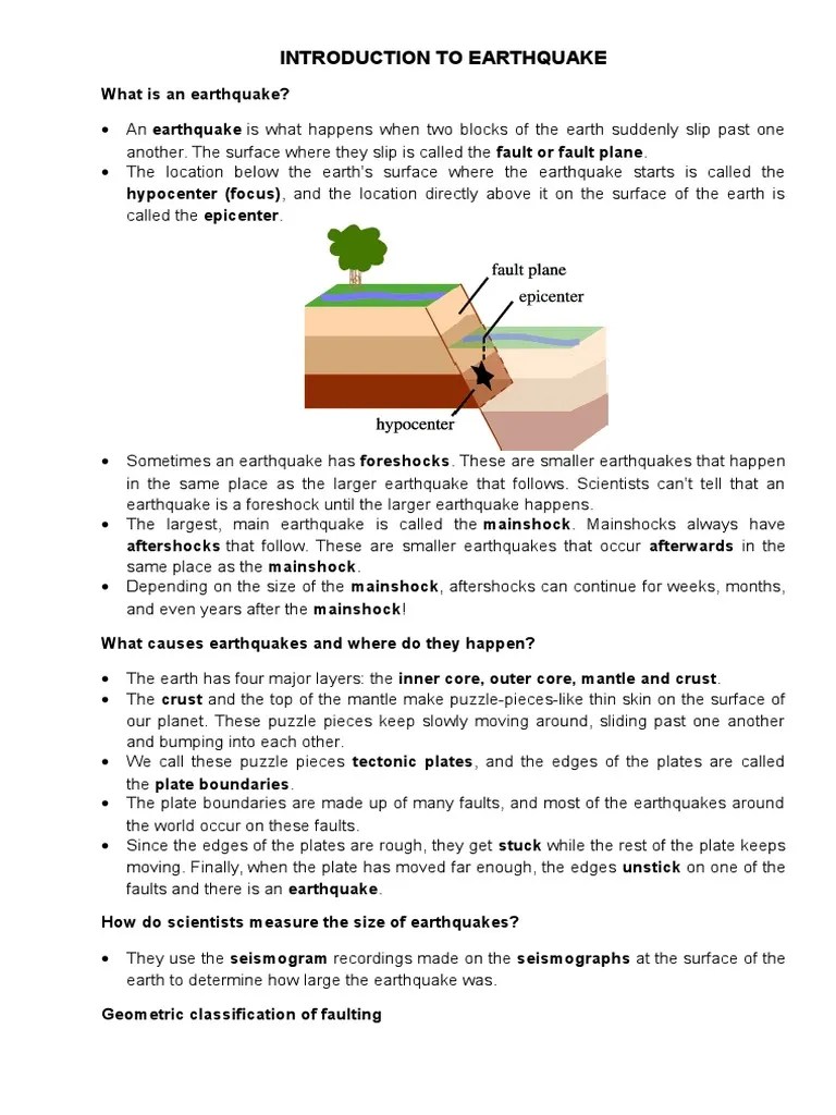 Introduction To Earthquake | PDF | Earthquakes | Fault (Geology)