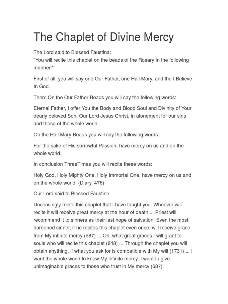 The Chaplet Of Divine Mercy | PDF | Religious Belief And Doctrine | Religious Behaviour And ...