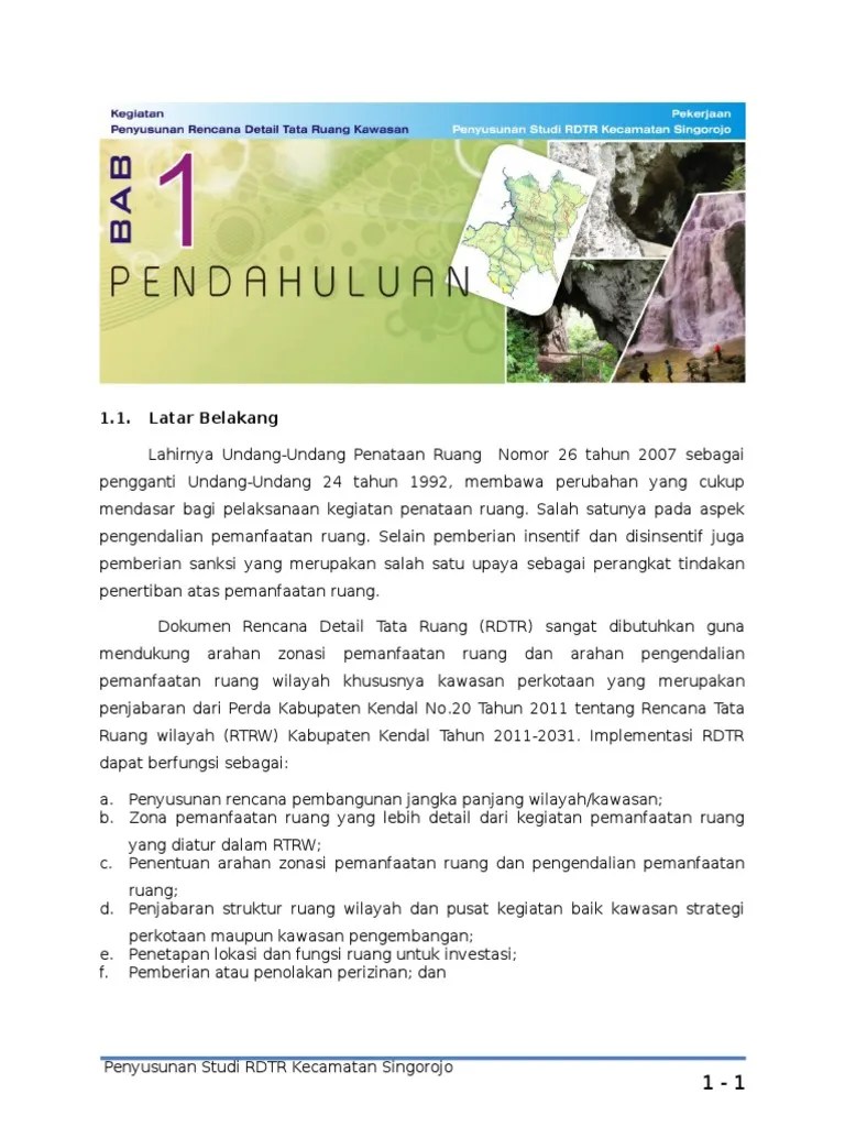 Tahun 2017 pusat pengkajian, perencanaan dan pengembangan wilayah (p4w) . Bab 1 Pendahuluan Laporan Antara Rdtr Pdf