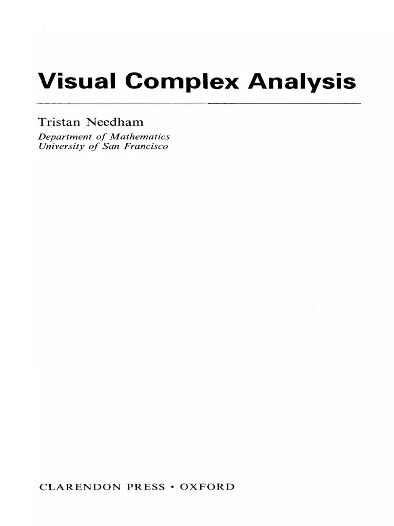 Visual Complex Analysis (Tristan Needham) PDF | PDF