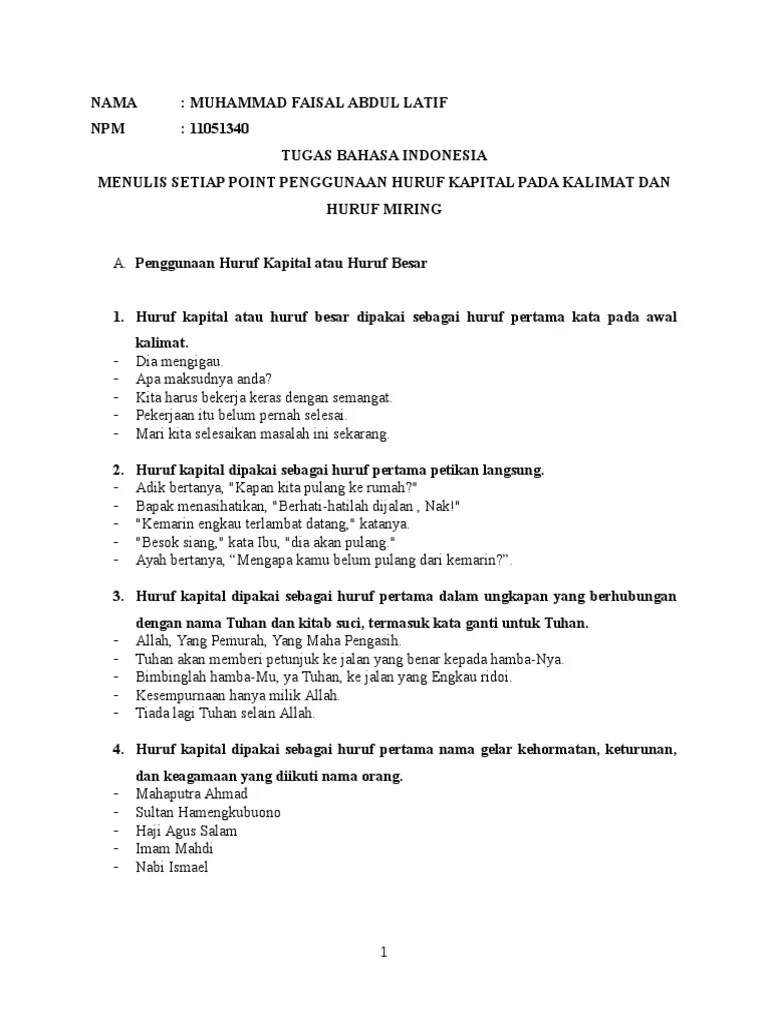 Penggunaan Huruf Kapital Atau Huruf Besar | PDF