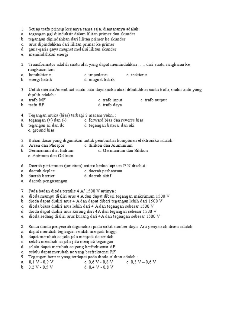 Soal Tes Elektronika Dasar