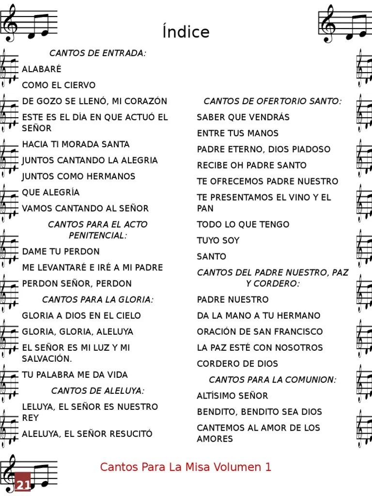 Cantos para la misa 1