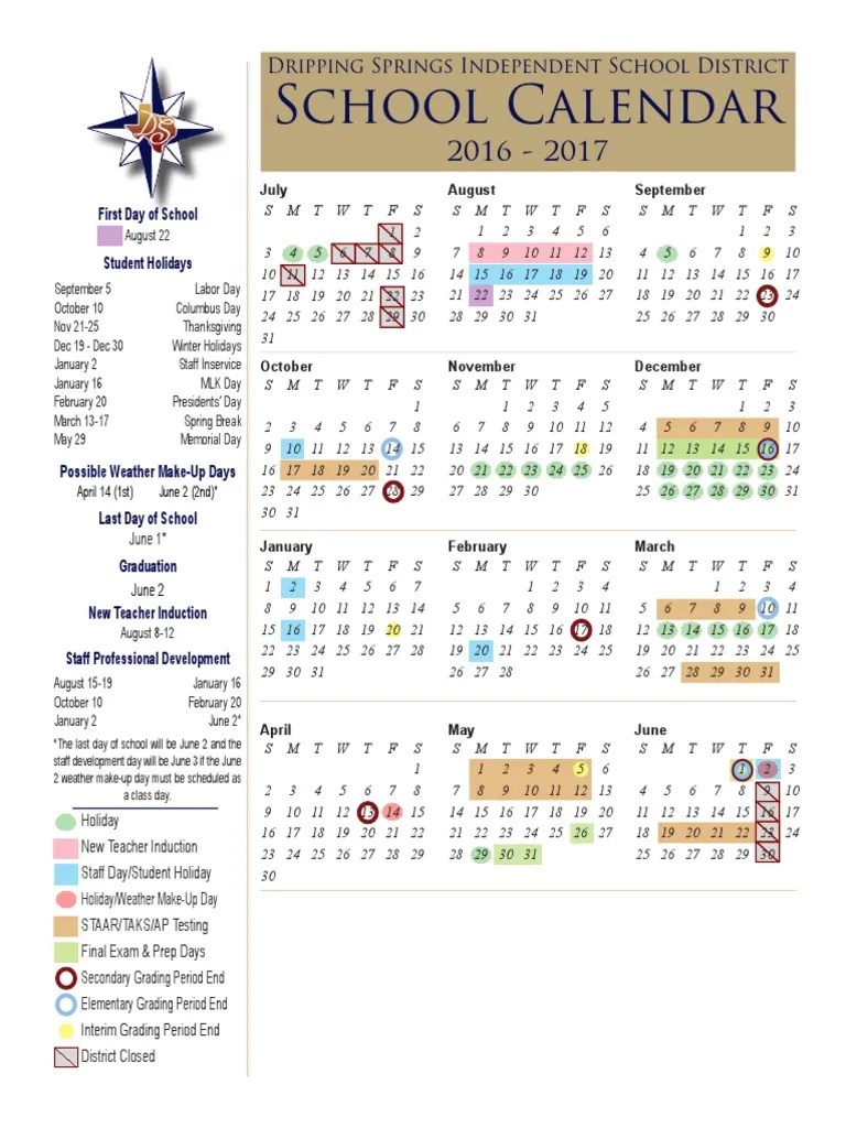2016-2017 School Calendar | PDF