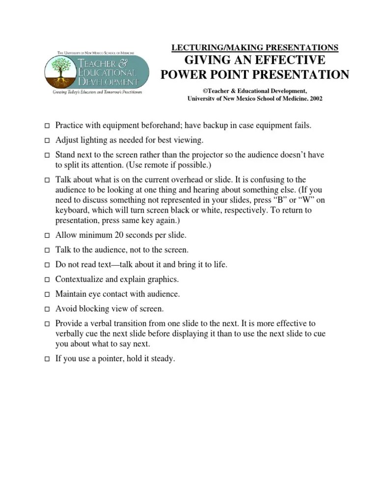 Giving An Effective Powerpoint Presentation | PDF