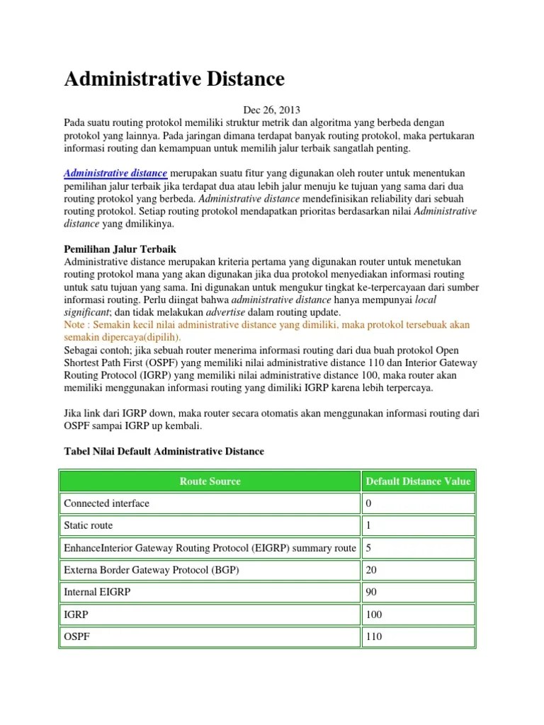 Administrative Distance | PDF