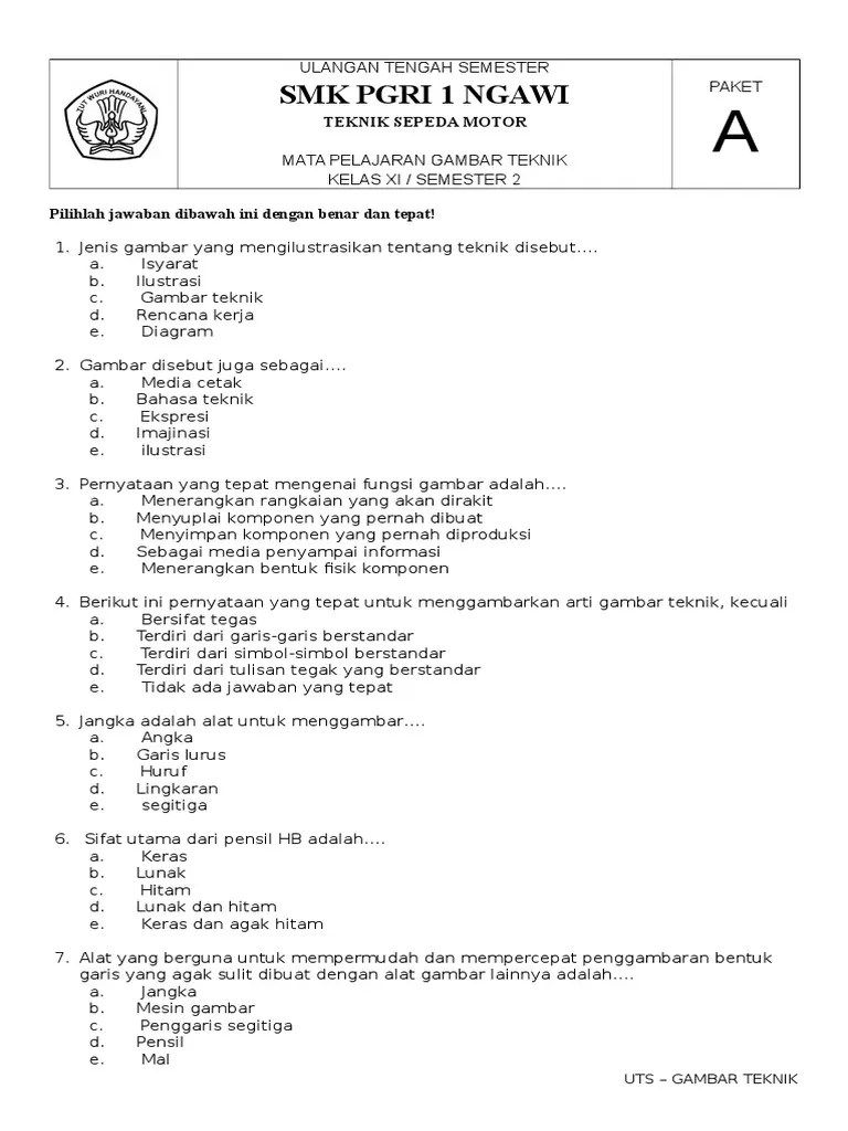 Soal bahasa inggris kelas 8 semester 2 kurikulum 2013 from slideshare.net. Soal Pilihan Ganda Menggambar Ilustrasi - Guru Paud