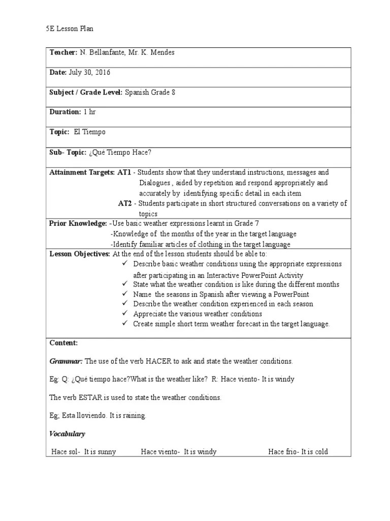 5e Lesson Plan | PDF | Lesson Plan | Teaching