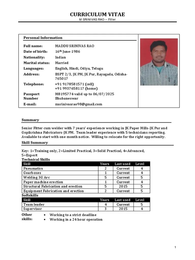 Fresher Iti Resume Resume Blog Co Resume Sample For I T I In C O E Trade Advanced Module In Plc Automation Instrumentation And Having 5 Years Experience In Process Industry