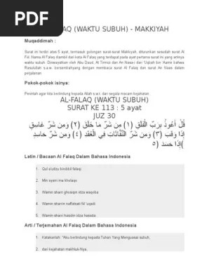 Manfaat surat al falaq bagi yang sering mengamalkannya . Al Falaq Dan Terjemah Pdf
