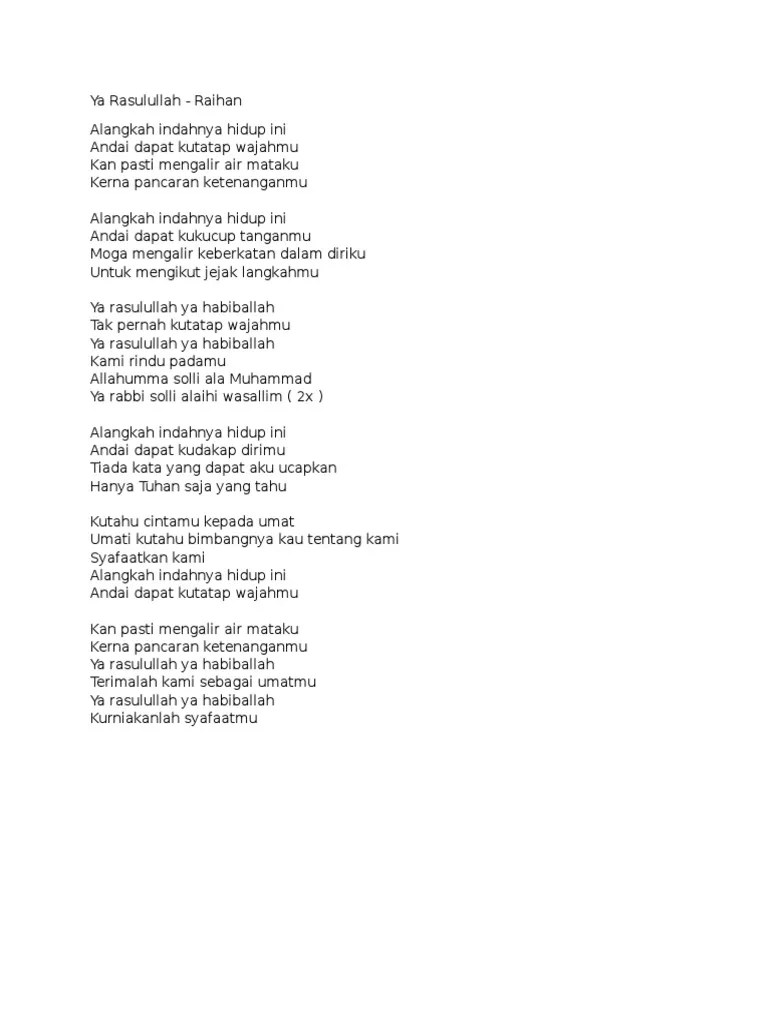 Lagu 'ya rasulullah ya habiballah' viral di tiktok dengan tagar lirik sholawat. Ya Rasulullah Pdf
