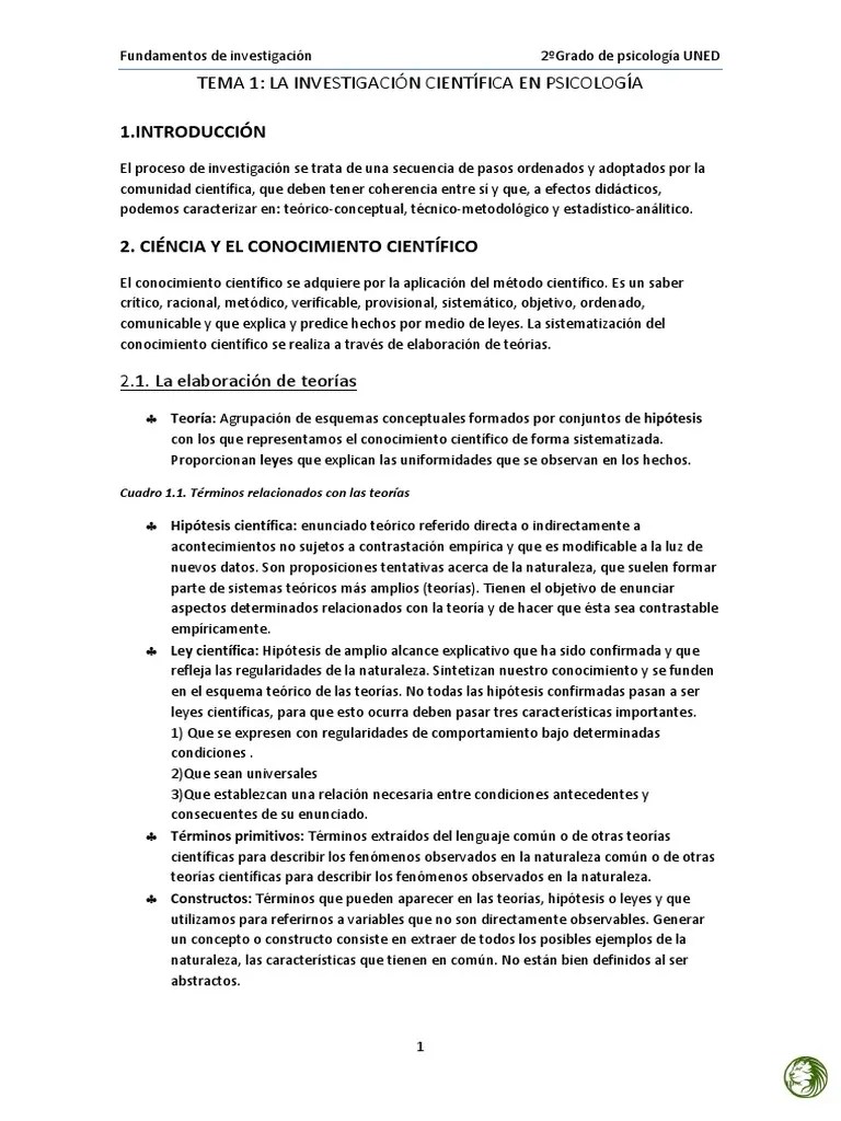 Fundamentos De Investigacion - Uned Psicologia | PDF | Muestreo ...