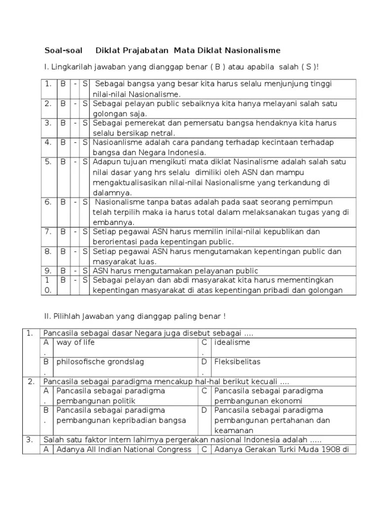 Pengetahuan dan kemampuan dalam mengimplementasikan sifat nasionalisme, integritas,. Kumpulan Soal Tentang Nasionalisme Beinyu Com