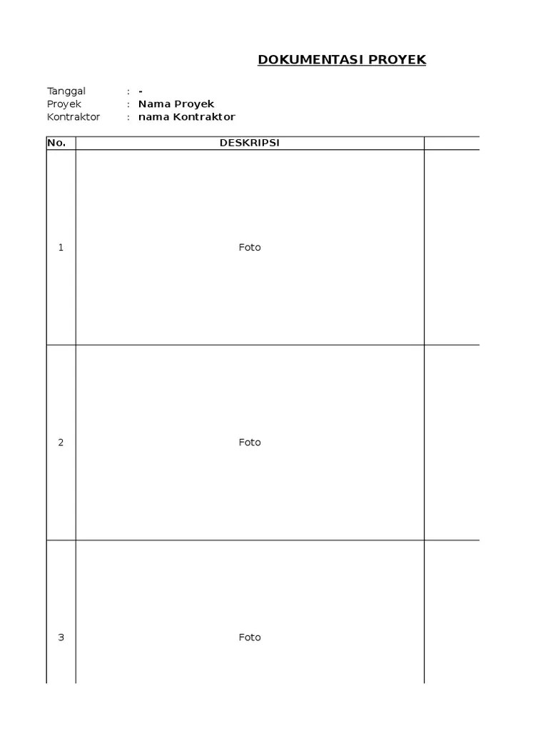 Contoh Form Dokumentasi Proyek Cute766