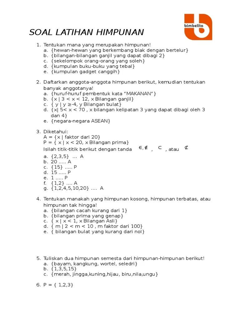 Soal Latihan Himpunan | PDF