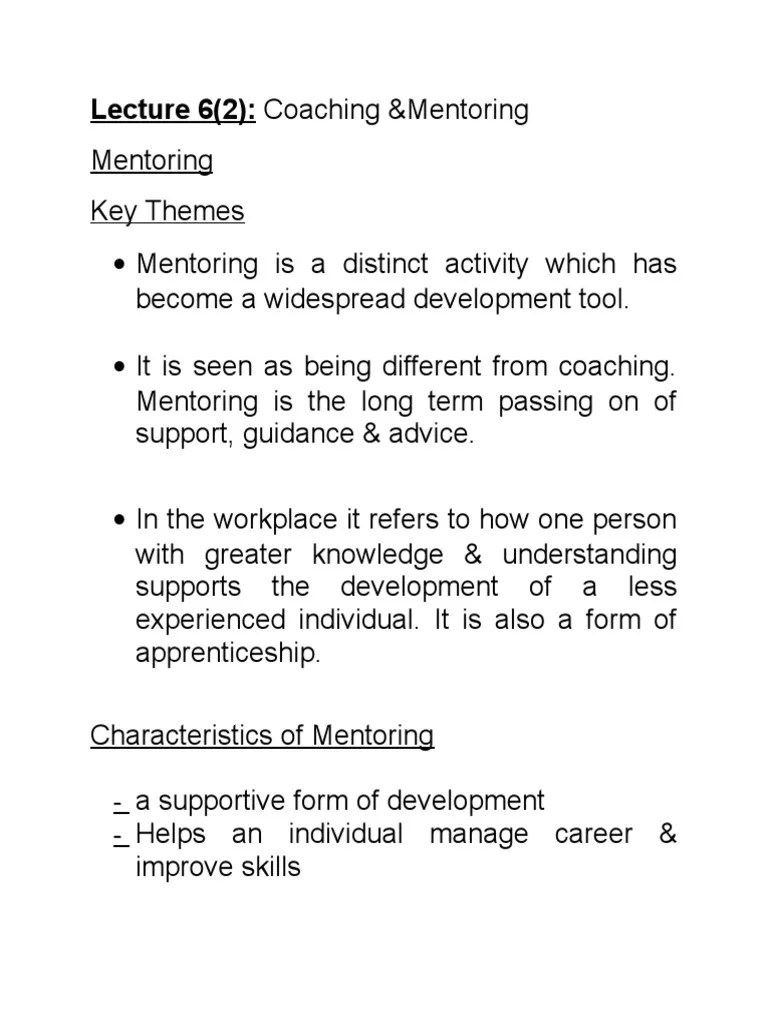 Lecture 6 (2) : Coaching &mentoring | PDF | Mentorship | Cognitive Science