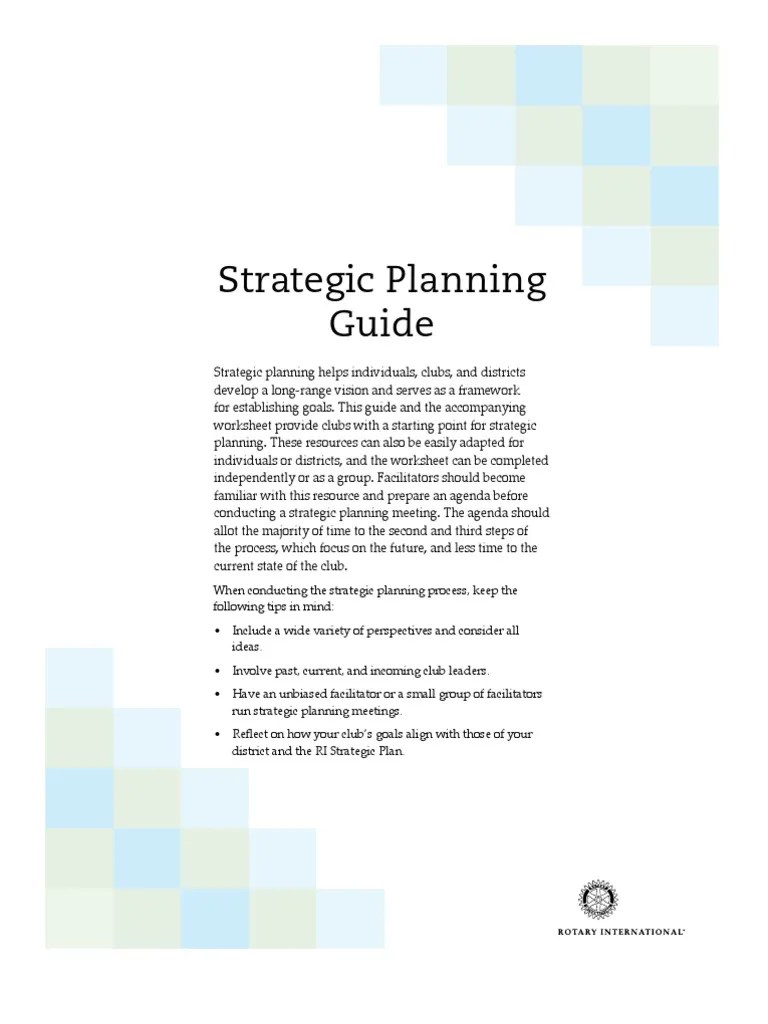 Strategic Planning Guide | Strategic Planning | Facilitator