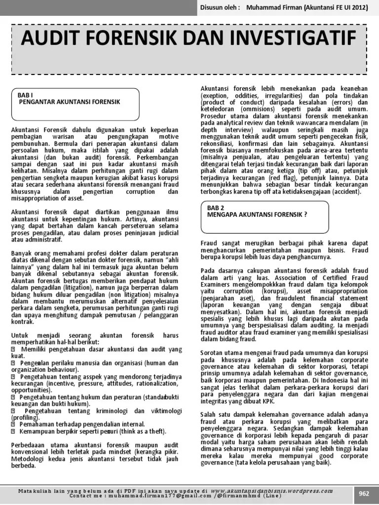 Ringkasan Audit Forensik Dan Investigasi | PDF