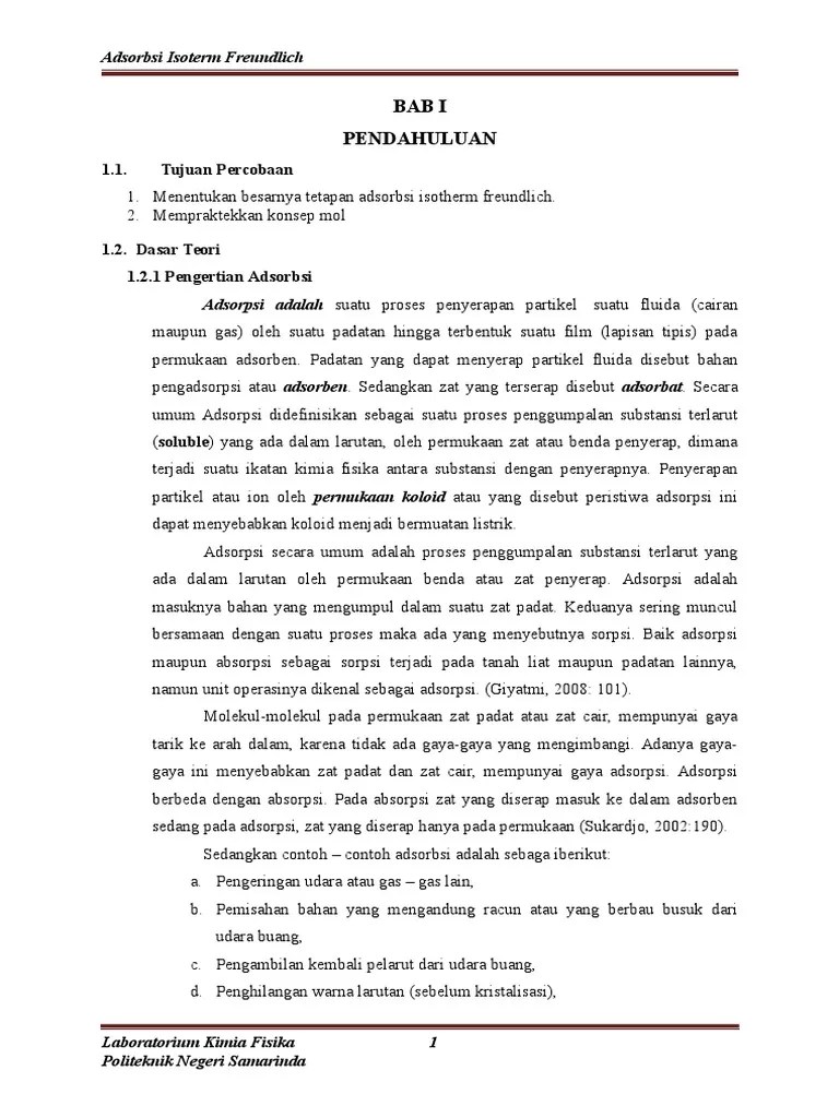 Laporan Adsorbsi Isoterm Freundlich | PDF