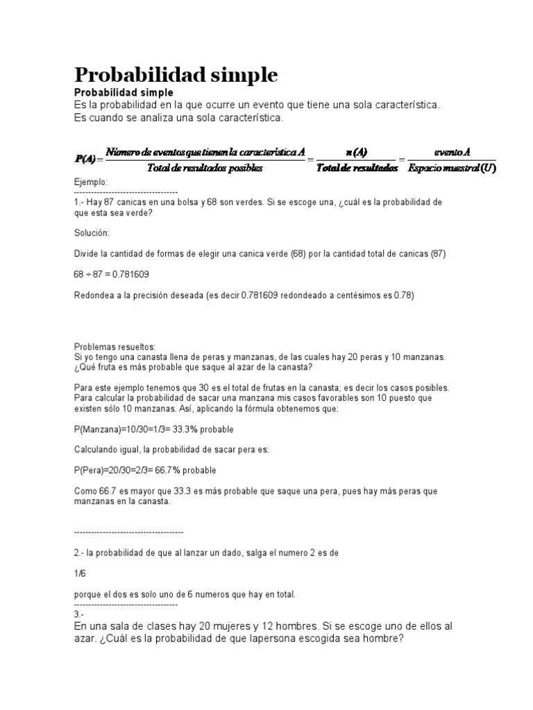 Probabilidad Simple | PDF | Jugando A Las Cartas | Probabilidad