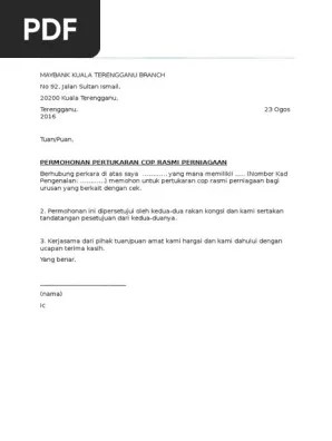 (masukkan tarikh surat ditulis)(nama syarikat) (alamat syarikat) per : Surat Tukar Cop Pdf