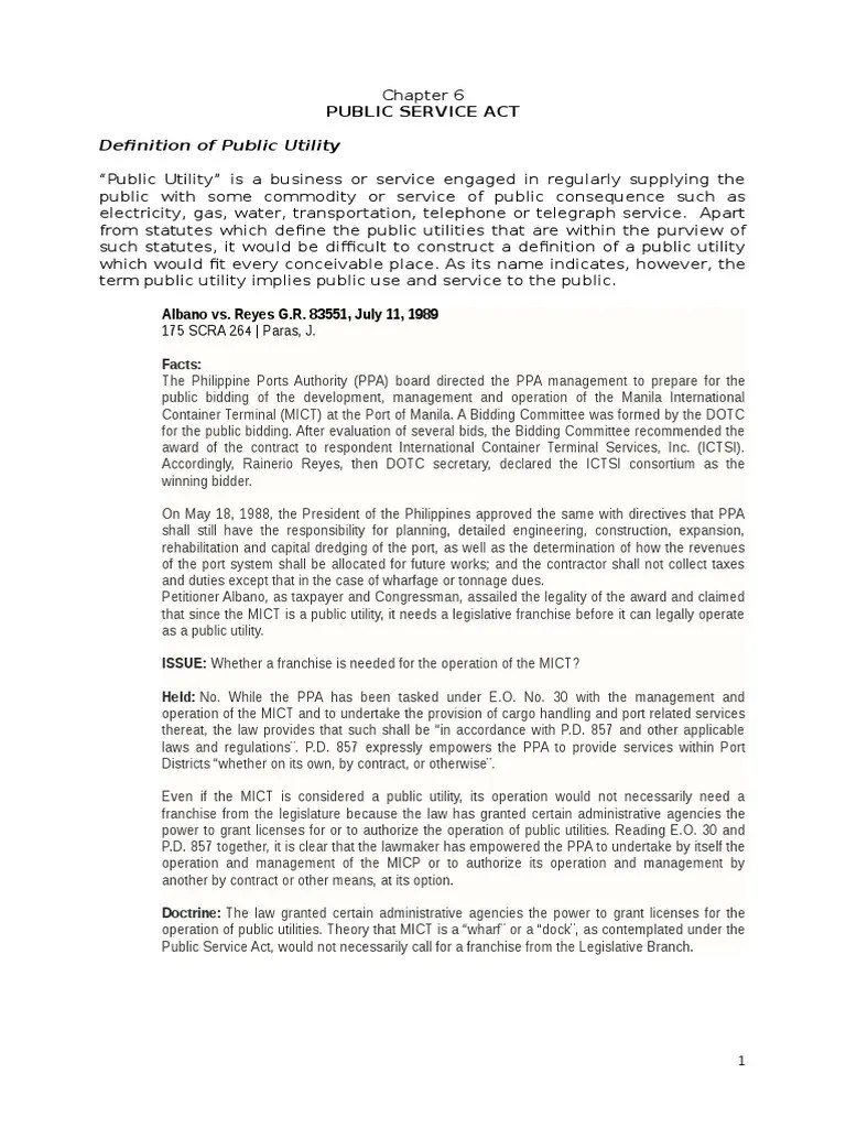 Chapter 6 Public Service Act | PDF | Ownership | Negligence