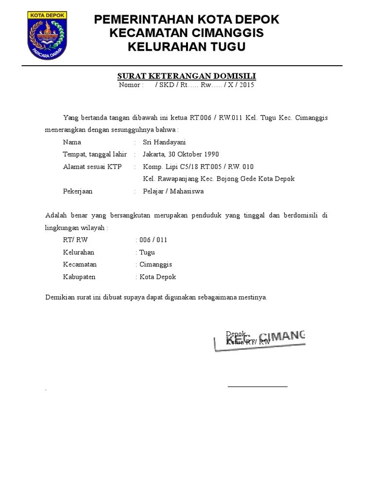 16 Contoh Surat Keterangan Domisili Sementara Usaha Lembaga Contoh Surat Contoh surat keterangan domisili untuk daftar haji.