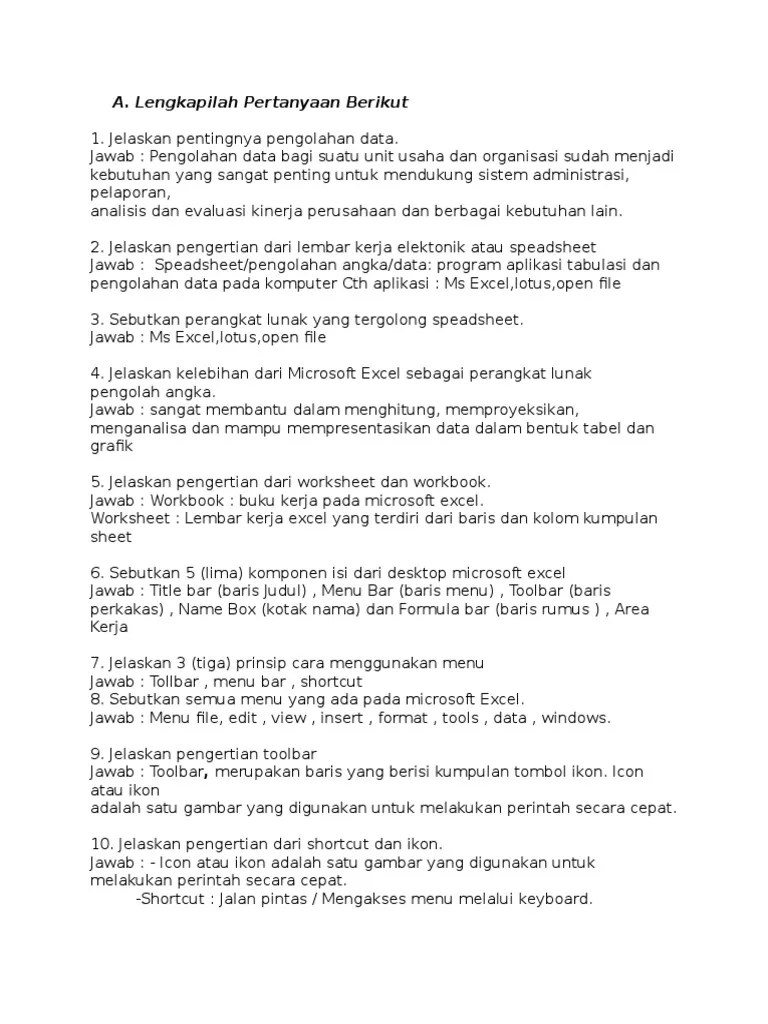 Soal Tik Excel | PDF