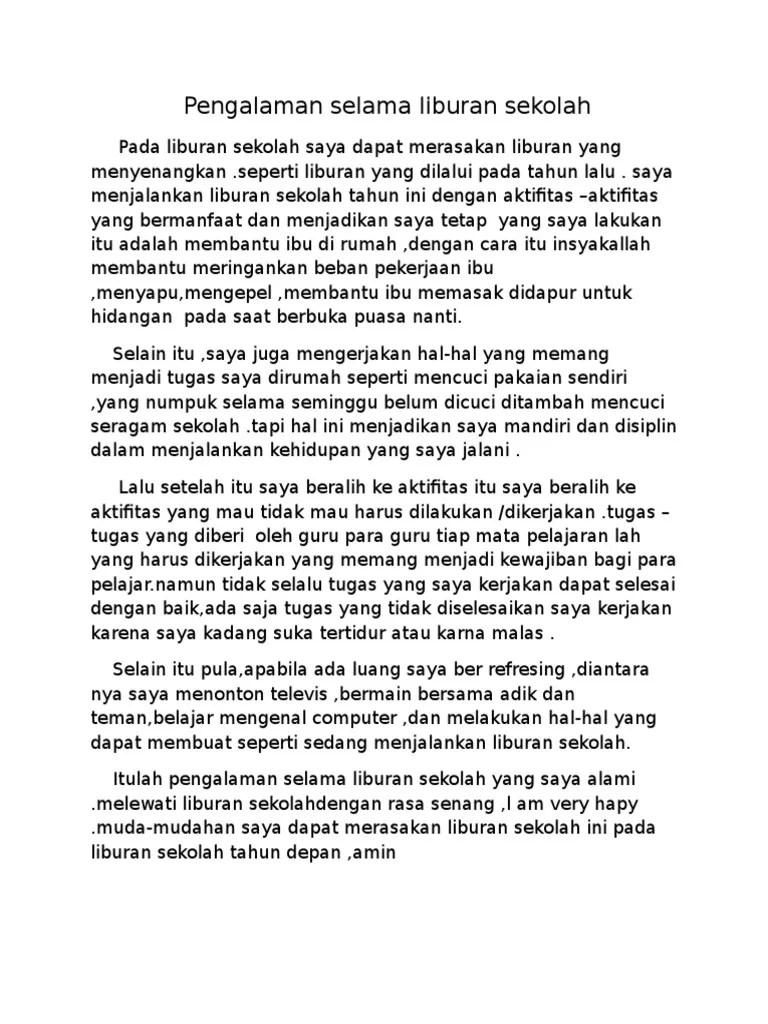 Pengalaman Selama Liburan Sekolah | PDF