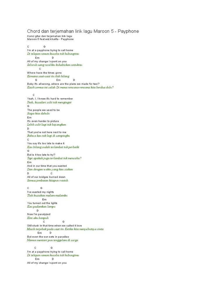 Download lagu dan chord gitar tidak disediakan di blog ini. Chord Dan Terjemahan Lirik Lagu Maroon 5 Pdf Songs Written Song Recordings Produced