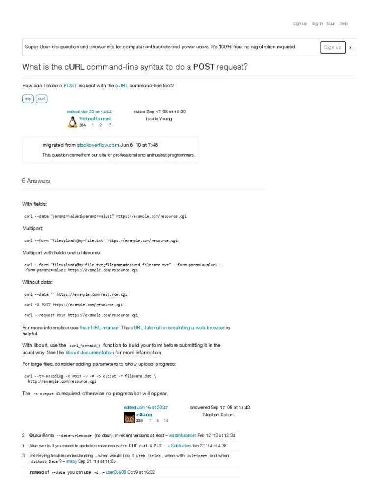 What Is The CURL Command-Line Syntax To Do A POST Request? | PDF ...