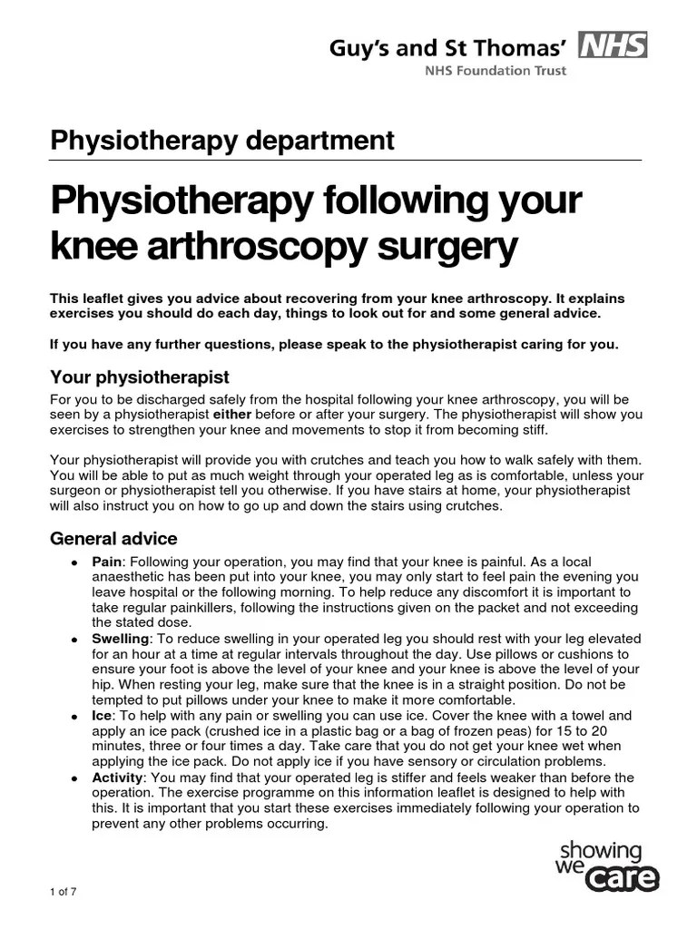 Physiotherapy Following Knee Arthroscopy Surgery | PDF | Knee | Physical Therapy
