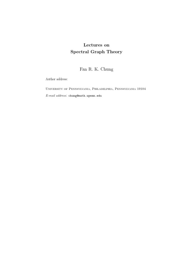 Lectures On Spectral Graph Theory PDF | PDF | Eigenvalues And ...