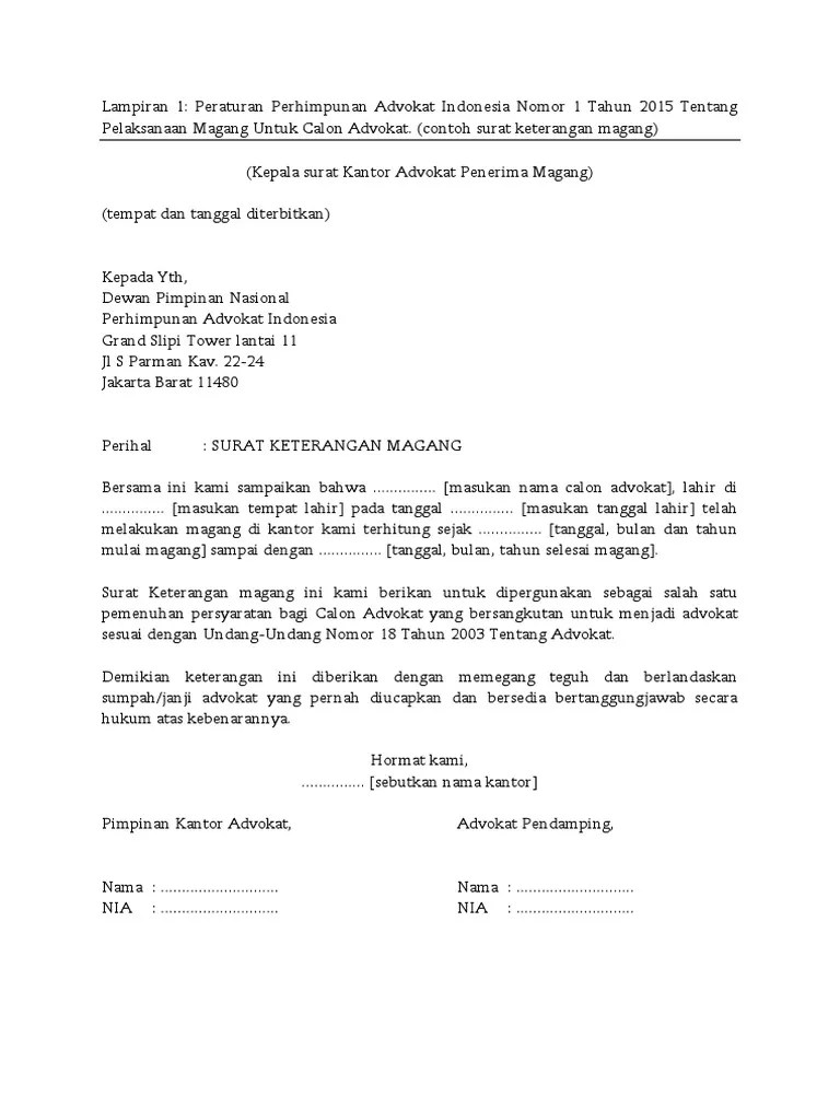 Selain tanggal, waktu juga penting untuk ditulis dengan detail. Contoh Surat Permohonan Magang Kantor Advokat - Download