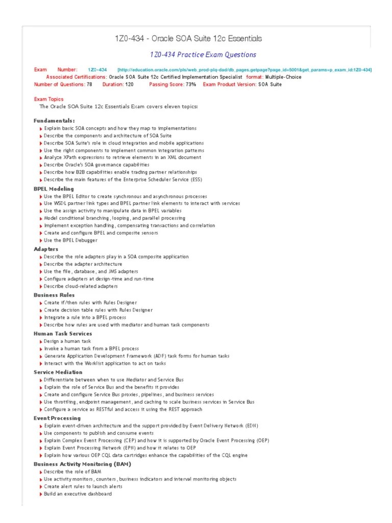 1Z0-434 - Oracle SOA Suite 12c Essentials PDF | PDF | Service Oriented ...
